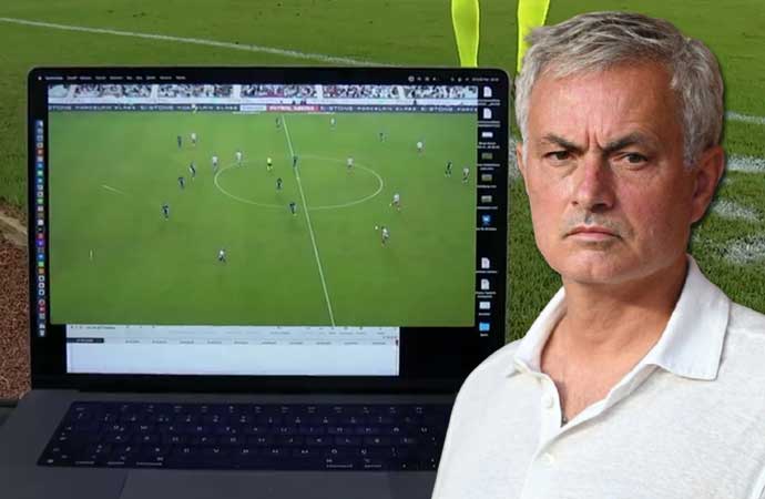 Mourinho'dan şaşırtan hareket! Bilgisayarı kameranın önüne koydu 